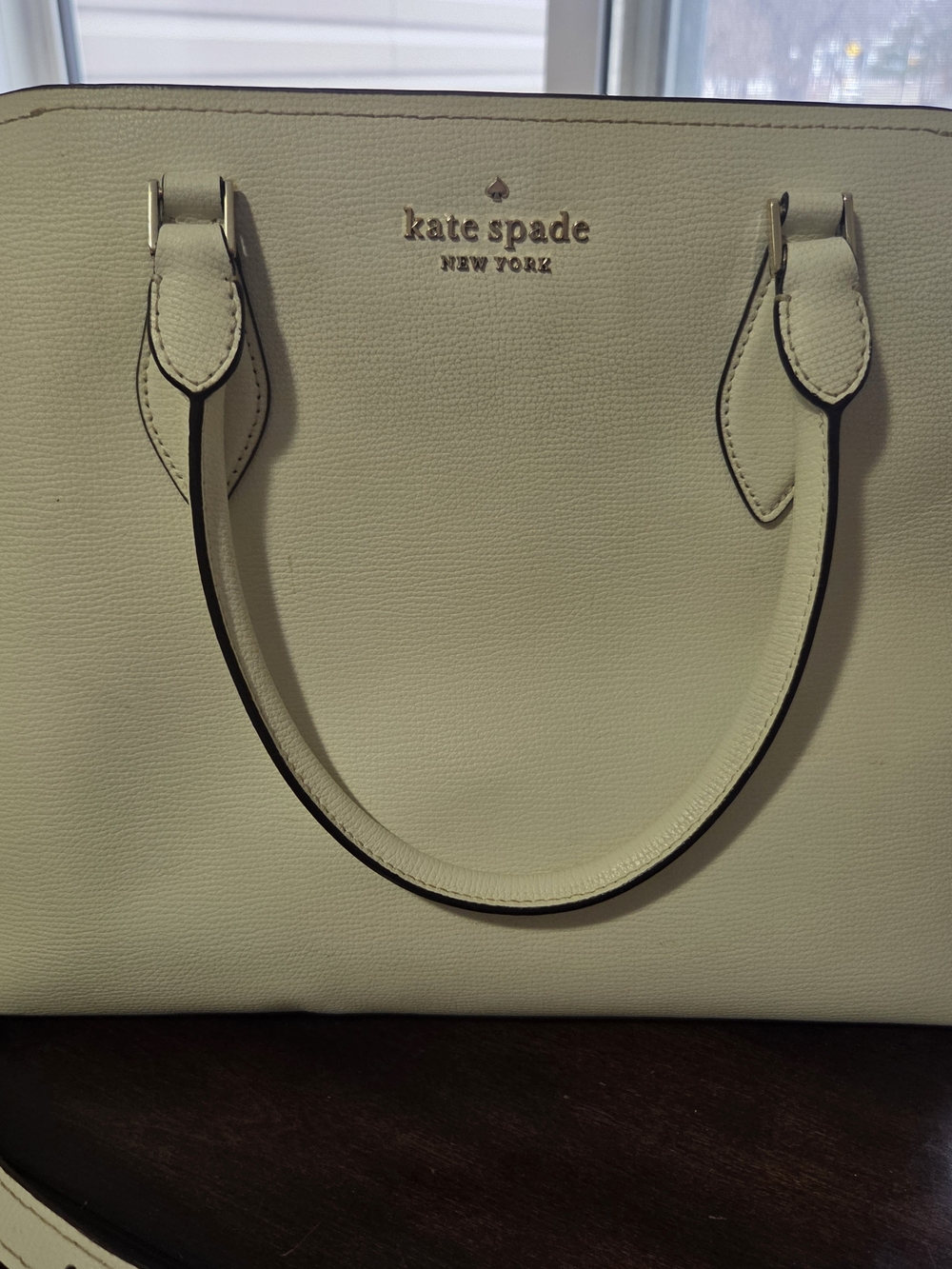 kate spade cream leather satchel with top handles